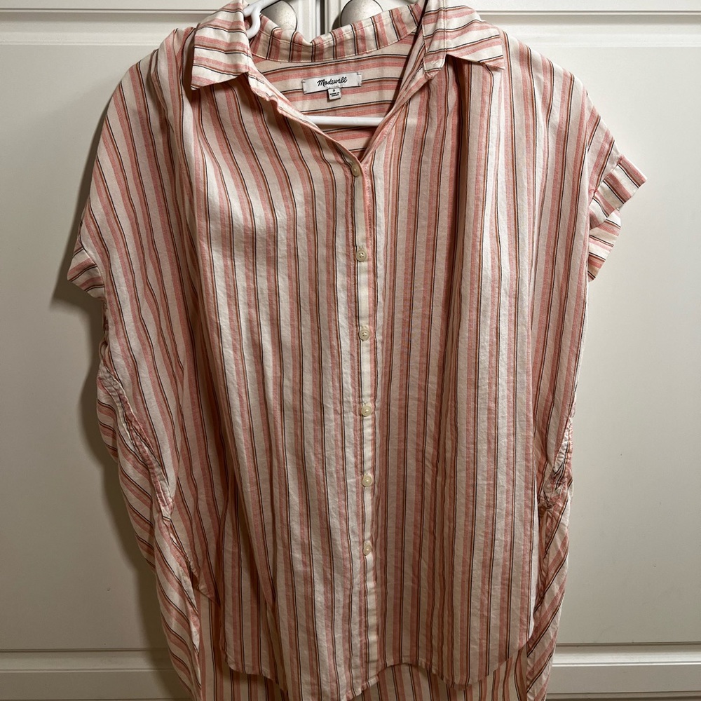 Madewell Pink Button Down short sleeve shirt